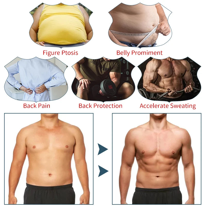 Men Waist Trainer Fitness Slimming Belt Sauna Body Shaper Corset for Abdomen Weight Loss Trimmer Belt Sweat Workout Fat Burner