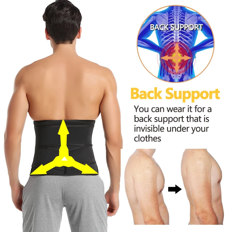 Men Waist Trainer Corsets Fitness Trimmer Belt Slimming Body Shaper for Weight Loss Sauna Sweat Girdle Workout Fat Burner Fajas