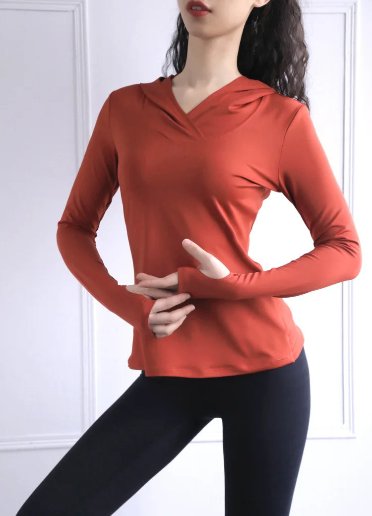 Women Back Forked Yoga Shirt Long Sleeve Thumb Hole Running T-shirt Mesh Breathable Sport Hoodies Fitness Top Gym Workout Blouse
