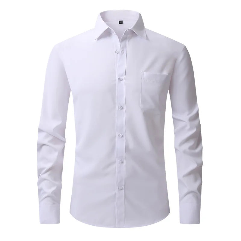 OEM Service Men's Casual Long Sleeve Dress Shirts Anti-pilling Square Collar Polyester Eco-Friendly Anti-Wrinkle