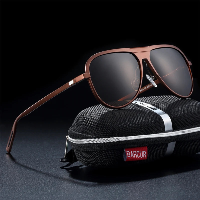 BARCUR Unisex Aluminum Magnesium Male Sunglasses Polarized Trending Styles Black Sun glasses Women Men glasses Sports Eyewear