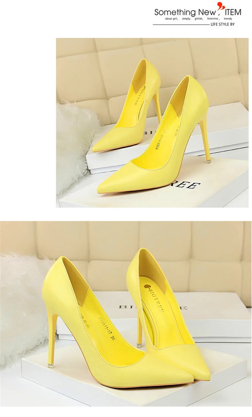 Soft Leather Concise High Heels 7.5/10.5cm Shoes Fashion Women Pumps Pointed Toe Slip On Candy Colors Office Woman Wedding Shoes
