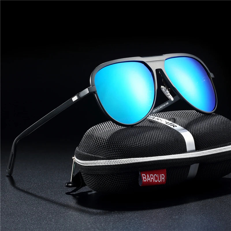 BARCUR Unisex Aluminum Magnesium Male Sunglasses Polarized Trending Styles Black Sun glasses Women Men glasses Sports Eyewear