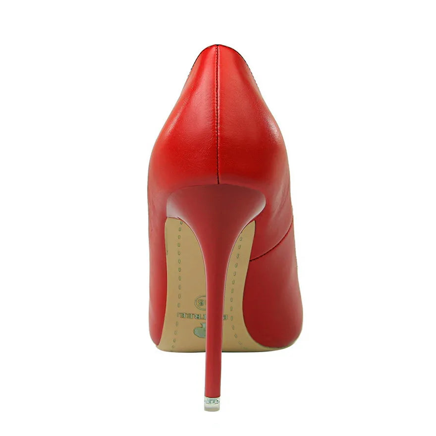 Soft Leather Concise High Heels 7.5/10.5cm Shoes Fashion Women Pumps Pointed Toe Slip On Candy Colors Office Woman Wedding Shoes