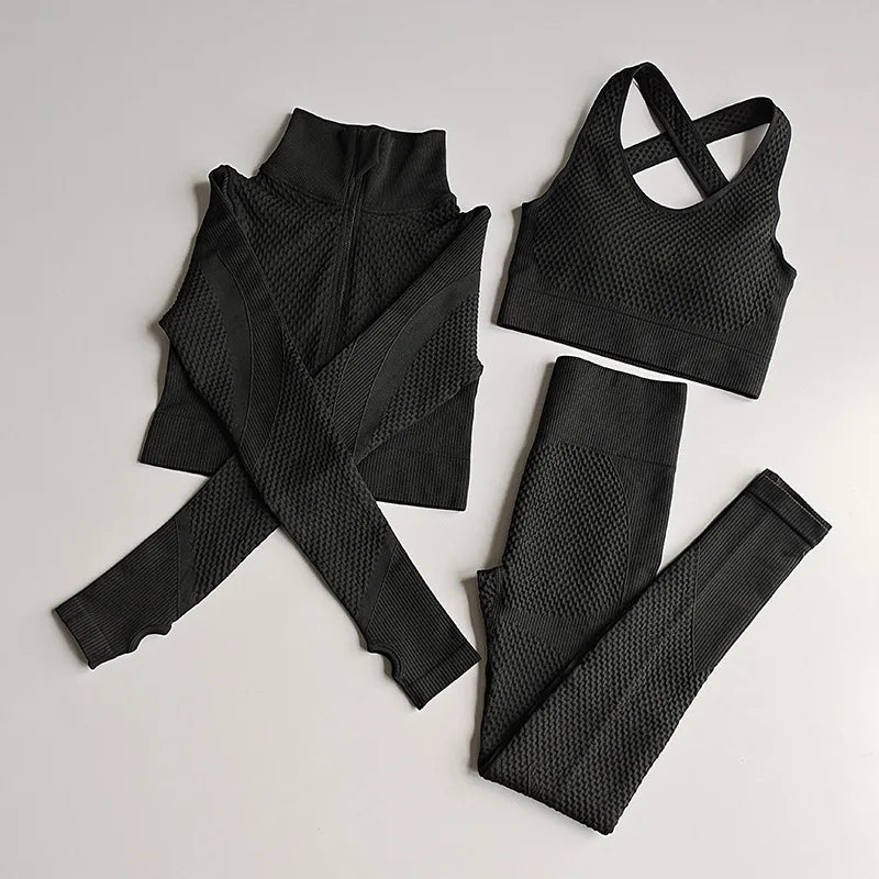 LANTECH Women Sports Suits Set Yoga Sets Gym Fitness Pants Leggings Sportswear Leggings Seamless Athletic Sports Shirts