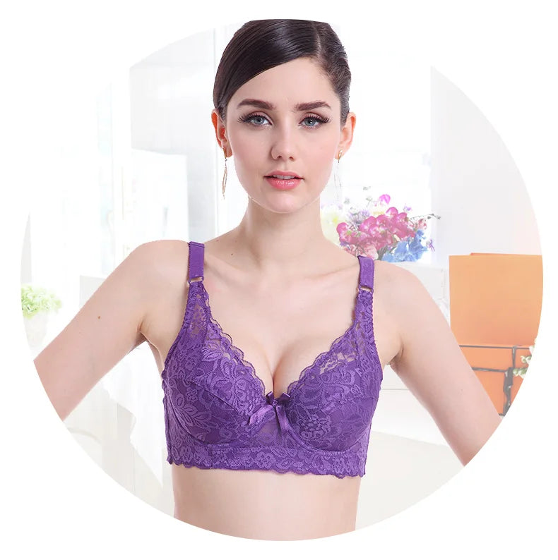 Women's Sexy Lace Wireless Push Up Bra Sexy Wire Free Bras For Women Plus Size 75-105 B C D Thin Cup Bralette Lingerie Intimates
