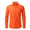 OEM Service Men's Casual Long Sleeve Dress Shirts Anti-pilling Square Collar Polyester Eco-Friendly Anti-Wrinkle