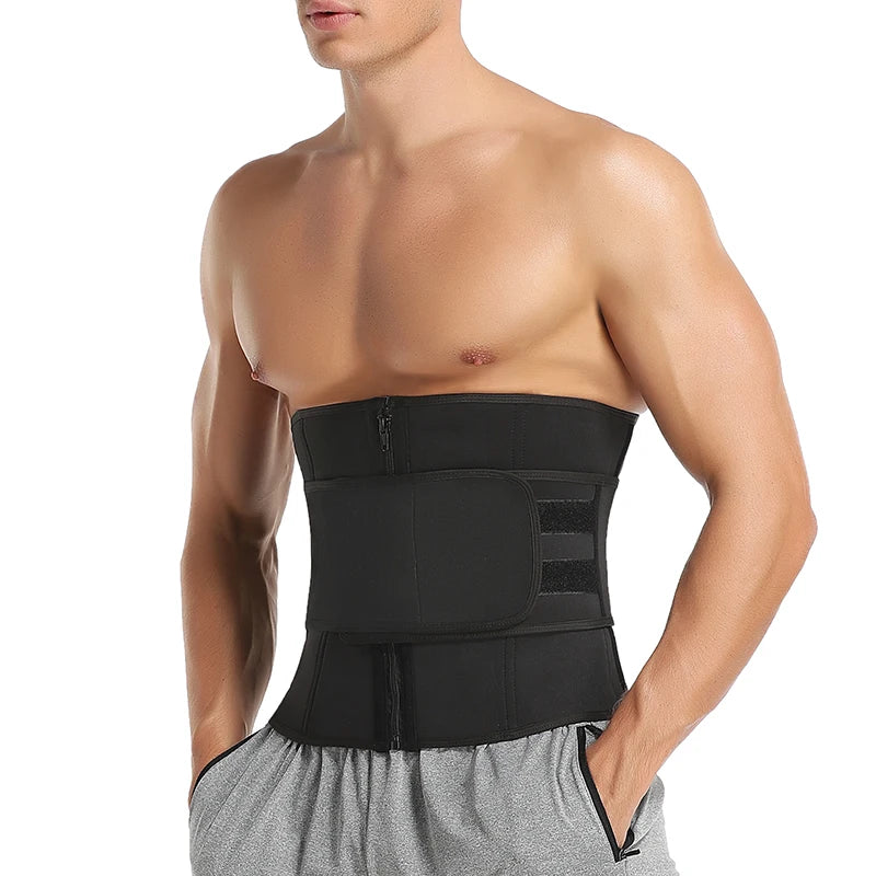 Men Waist Trainer Trimmer Belt for Weight Loss Neoprene Body Shaper Sauna Workout Sweat Belly Belt with Double Straps Shapewear