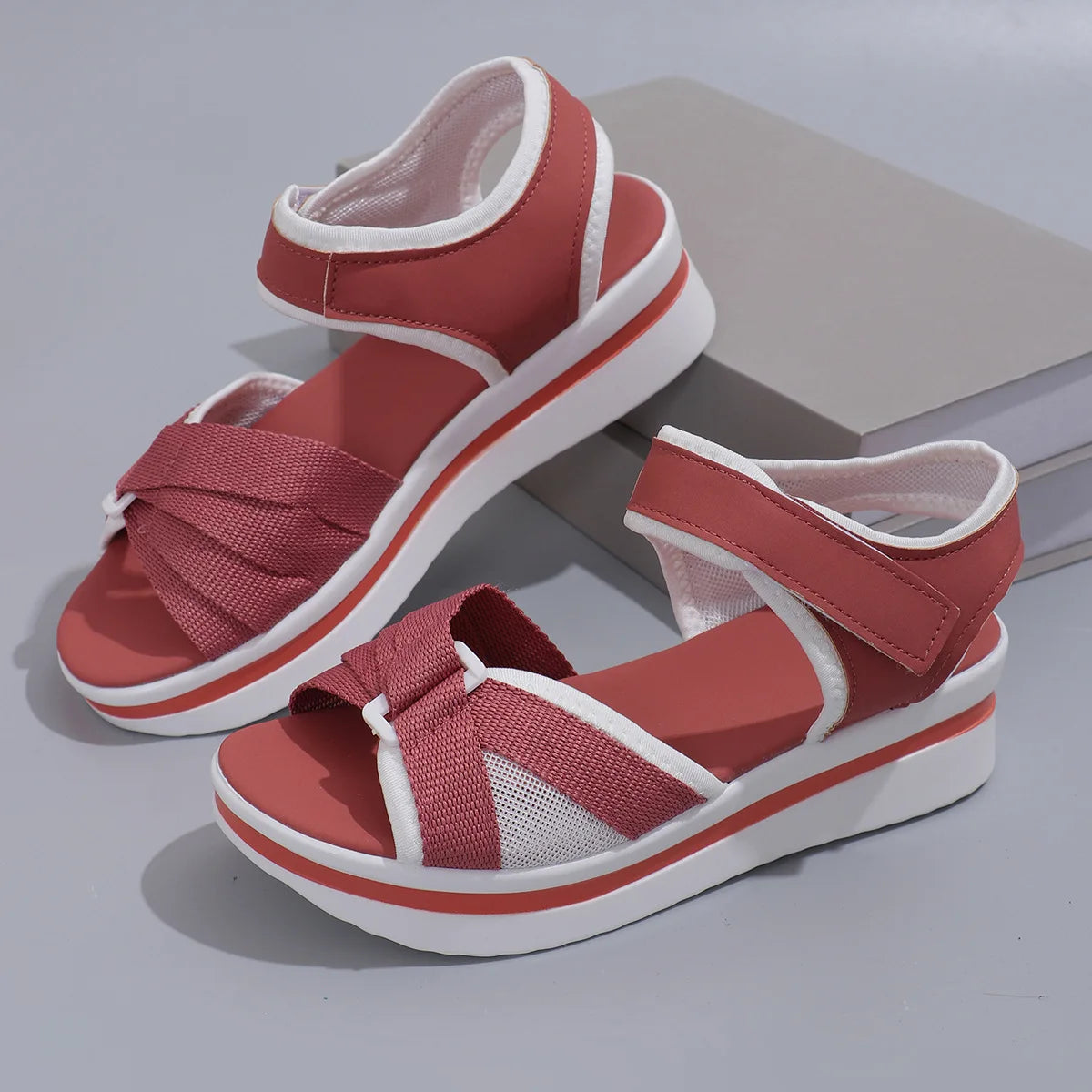 Color blocked sports style thick soled women's sandals