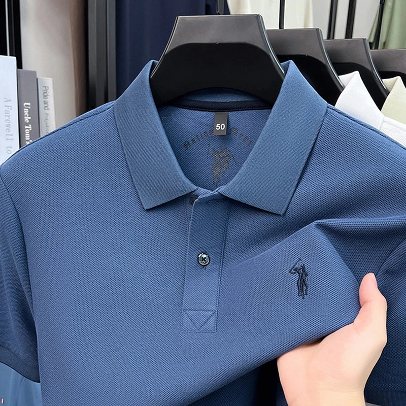 Men's Polo Shirt Cotton Pique Short Sleeve Casual Business Golf T-Shirt Embroidered Logo Summer Breathable Work Office Top