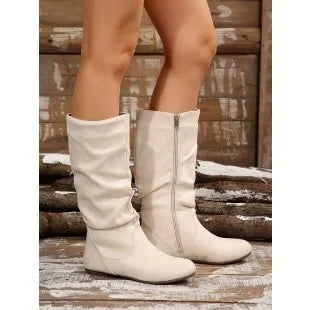 Women's Spring Plus Size New Ladies Winter Suede Zipper Women Fashion Square Heel Shoes High Long Boots