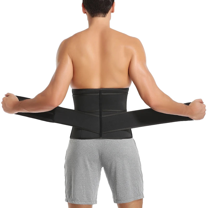 Men Waist Trainer Trimmer Belt for Weight Loss Neoprene Body Shaper Sauna Workout Sweat Belly Belt with Double Straps Shapewear