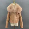 Janefur 2023 Hot Autumn and Winter Fashion Leather Coat Winter Bomber Leather Jacket