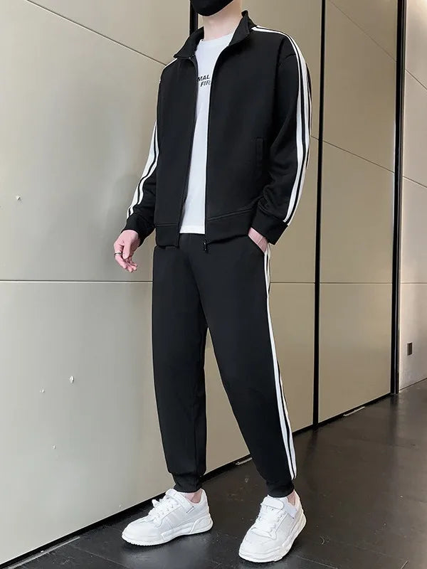 Men's Customized Logo Casual Breathable Long-Sleeved and Pants Set Spring-Autumn Running Two-Piece Set
