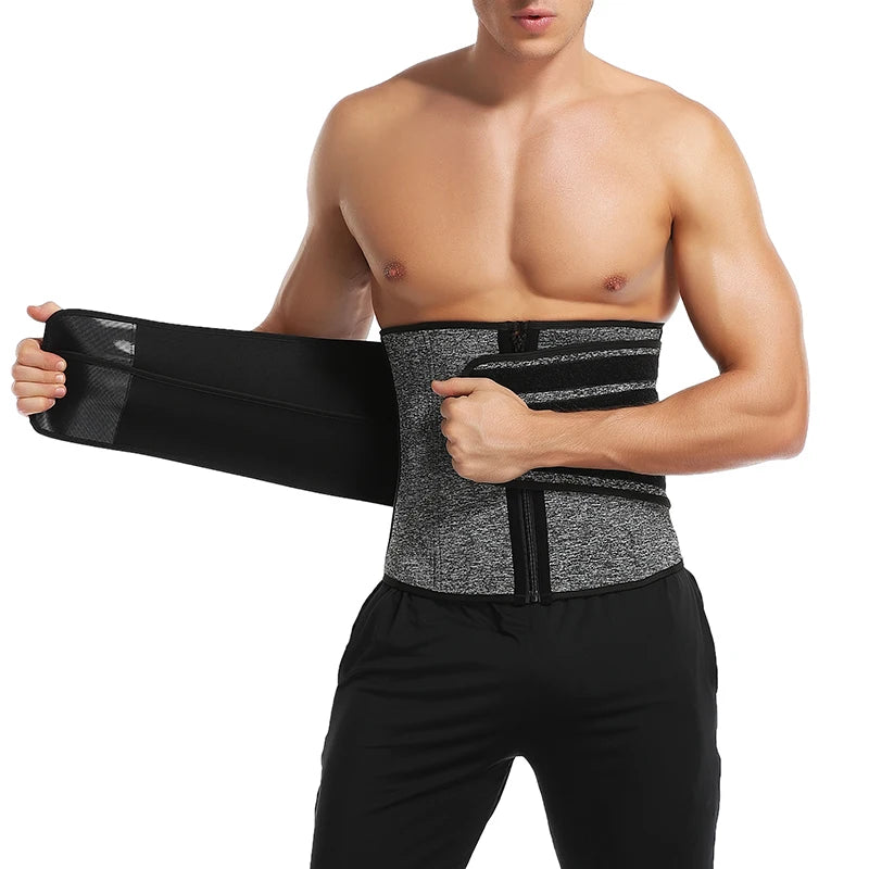 Men Waist Trainer Trimmer Belt for Weight Loss Neoprene Body Shaper Sauna Workout Sweat Belly Belt with Double Straps Shapewear