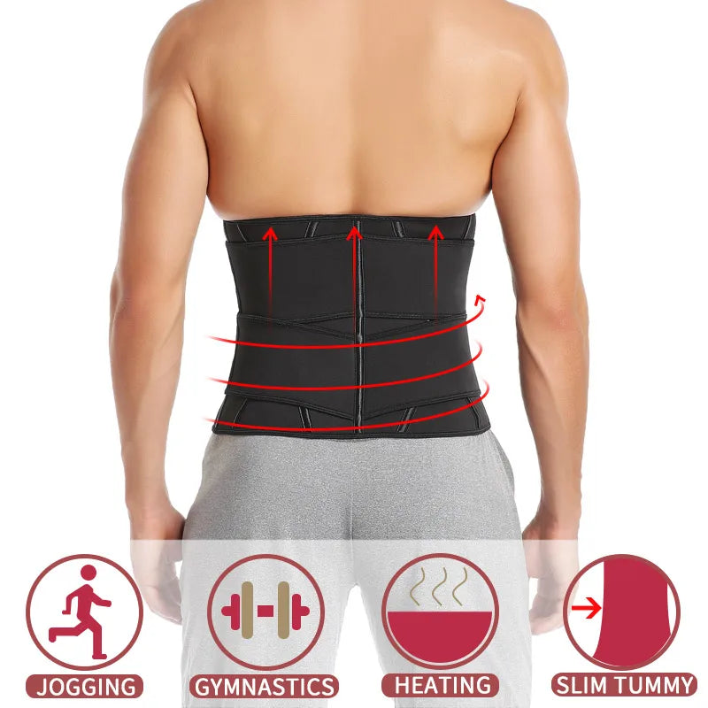 Men Waist Trainer Fitness Slimming Belt Sauna Body Shaper Corset for Abdomen Weight Loss Trimmer Belt Sweat Workout Fat Burner