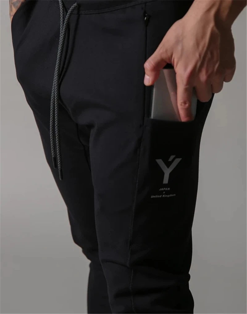 JAPAN Brand Joggers Men Sweatpants Gym Running Pants Mens Fitness Bodybuilding Gym Men Jogging Pants Zipper Sweatpants Trousers