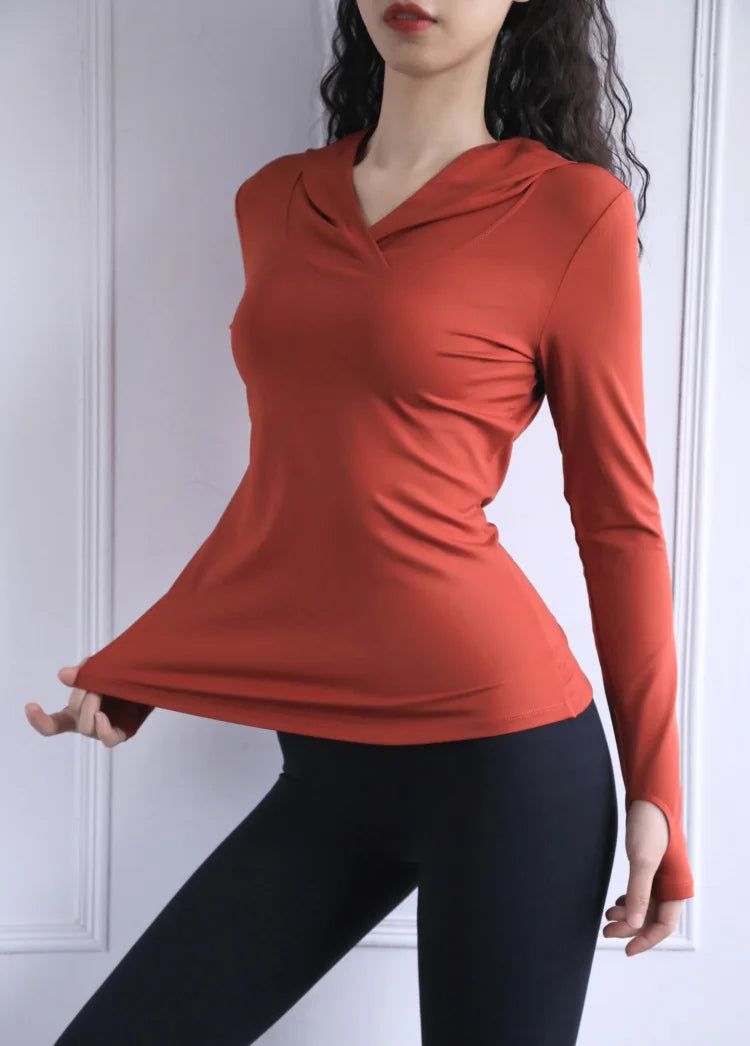 Women Back Forked Yoga Shirt Long Sleeve Thumb Hole Running T-shirt Mesh Breathable Sport Hoodies Fitness Top Gym Workout Blouse
