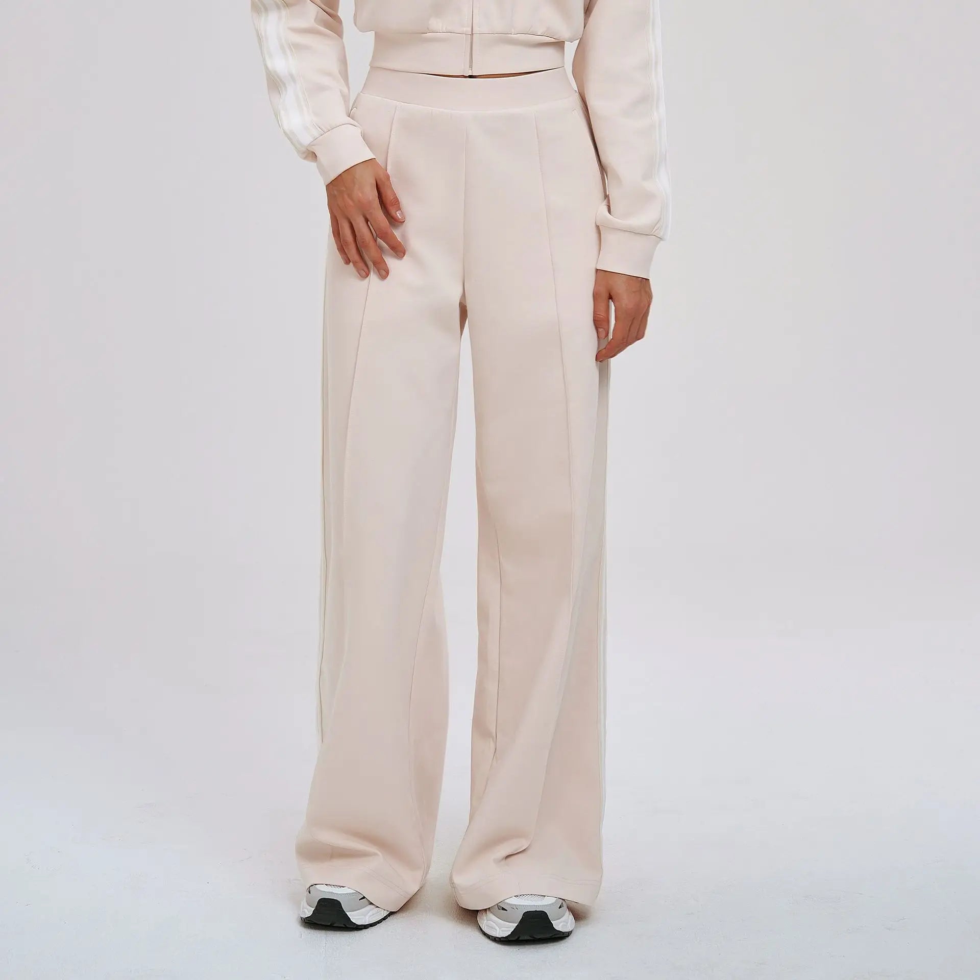 Women Casual Autumn Spring Solid Lace Sports 2-Piece Set Stand Neck Crop Top Full Sleeve High Waist Elastic Waist Pants