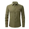 OEM Service Men's Casual Long Sleeve Dress Shirts Anti-pilling Square Collar Polyester Eco-Friendly Anti-Wrinkle
