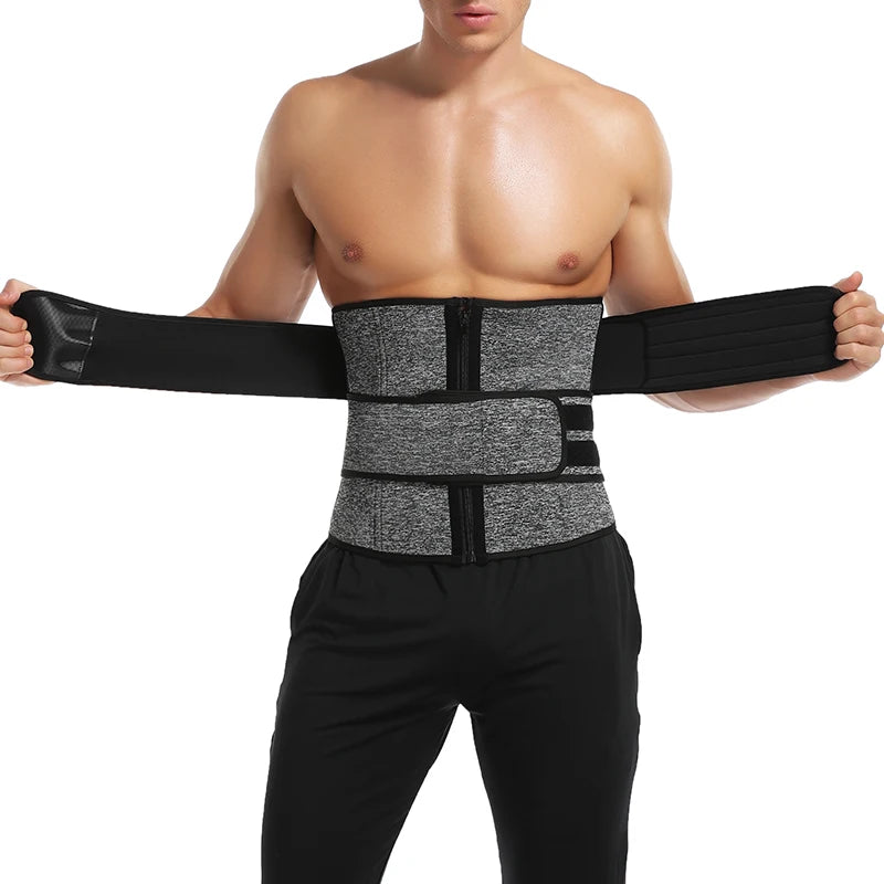Men Waist Trainer Trimmer Belt for Weight Loss Neoprene Body Shaper Sauna Workout Sweat Belly Belt with Double Straps Shapewear