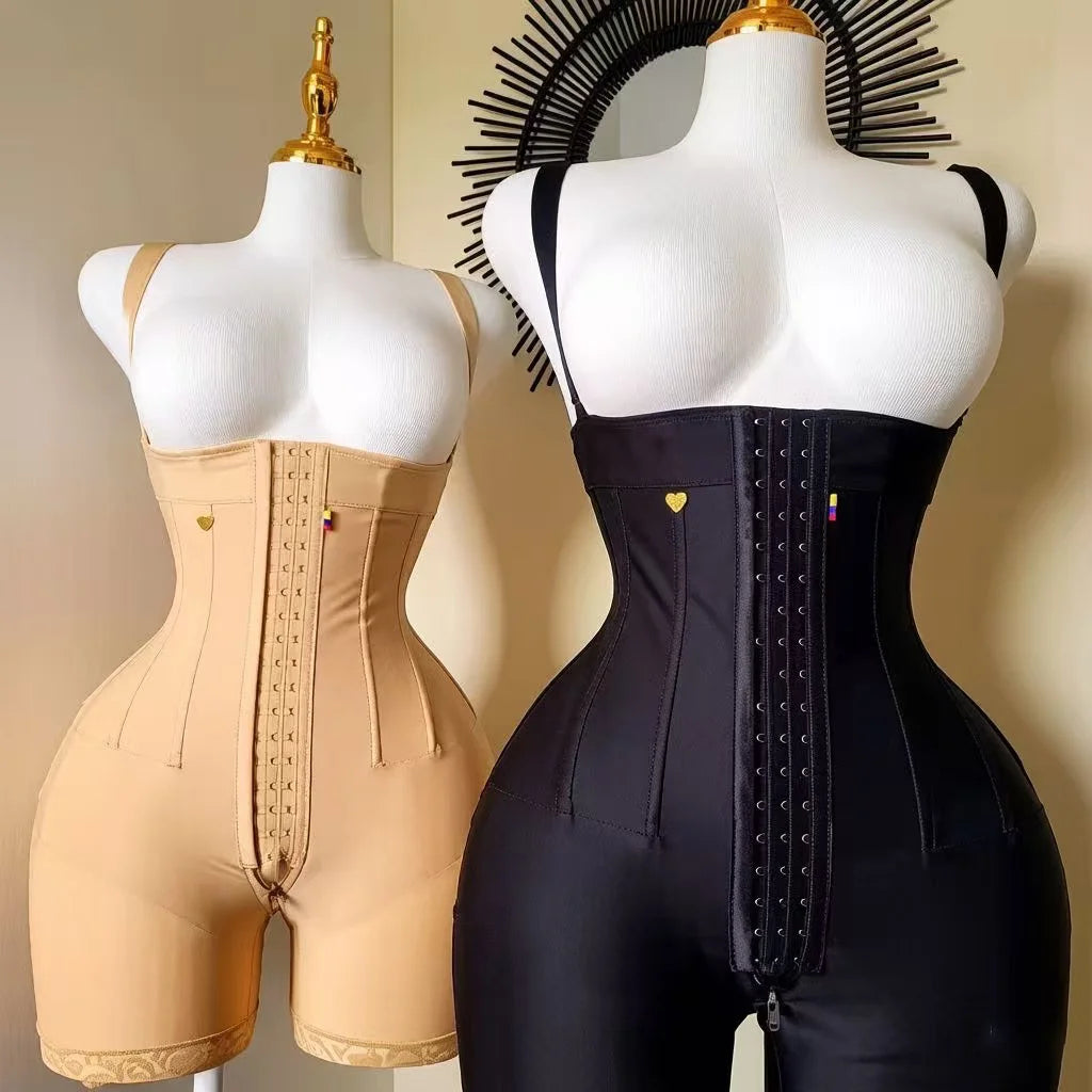 High Waist Shapewear Shorts Fajas Colombianas Moldeadoras Para Mujer Gaine BBL Stage 2 Liposuction Bodysuits with Zipper Crotch