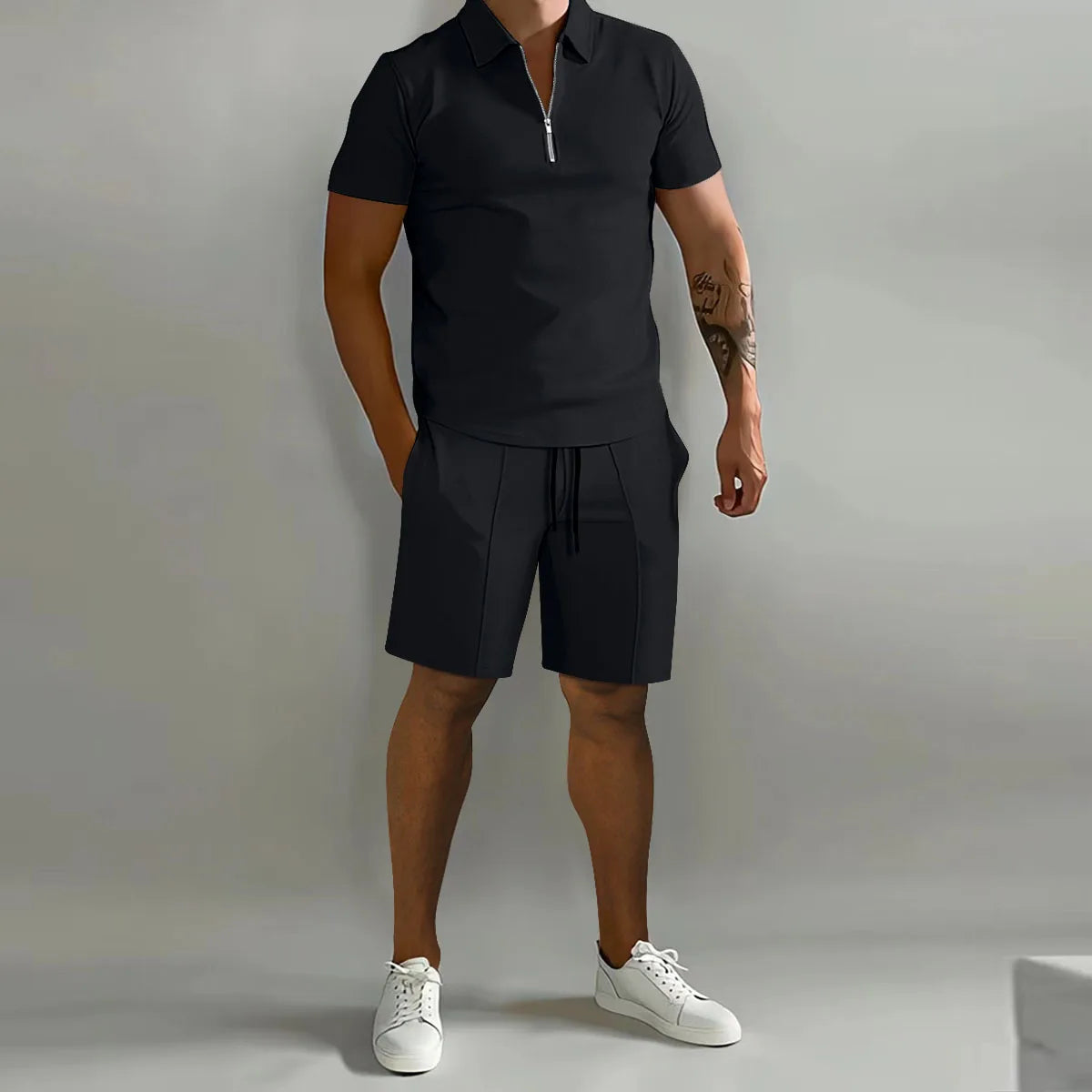Fashion Men's Summer Short-Sleeved T-Shirt and Trousers Set Polo and Shorts Sets for Men Costume Classic