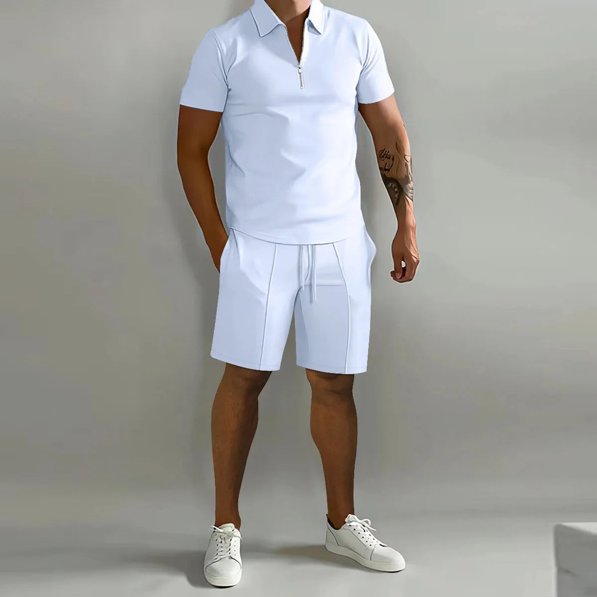 Fashion Men's Summer Short-Sleeved T-Shirt and Trousers Set Polo and Shorts Sets for Men Costume Classic