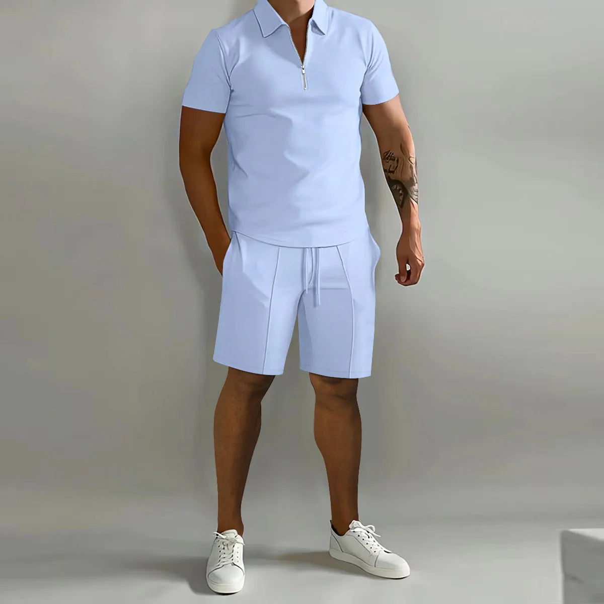 Fashion Men's Summer Short-Sleeved T-Shirt and Trousers Set Polo and Shorts Sets for Men Costume Classic