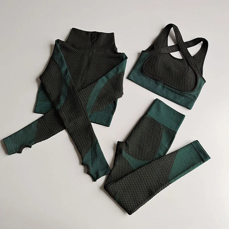 LANTECH Women Sports Suits Set Yoga Sets Gym Fitness Pants Leggings Sportswear Leggings Seamless Athletic Sports Shirts