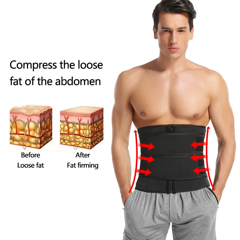 Men Waist Trainer Corsets Fitness Trimmer Belt Slimming Body Shaper for Weight Loss Sauna Sweat Girdle Workout Fat Burner Fajas