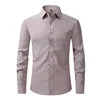 OEM Service Men's Casual Long Sleeve Dress Shirts Anti-pilling Square Collar Polyester Eco-Friendly Anti-Wrinkle