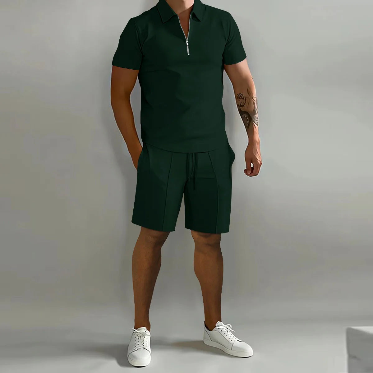 Fashion Men's Summer Short-Sleeved T-Shirt and Trousers Set Polo and Shorts Sets for Men Costume Classic