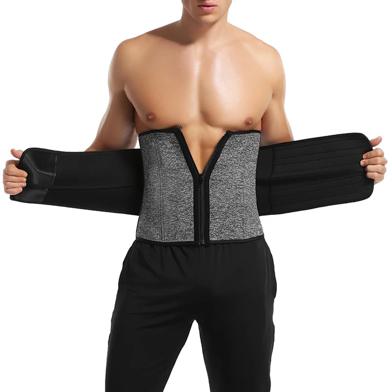 Men Waist Trainer Trimmer Belt for Weight Loss Neoprene Body Shaper Sauna Workout Sweat Belly Belt with Double Straps Shapewear