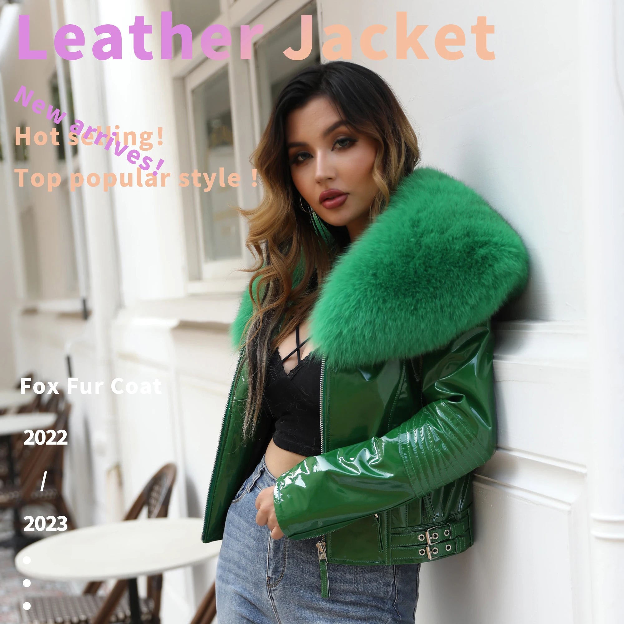 Janefur 2023 Hot Autumn and Winter Fashion Leather Coat Winter Bomber Leather Jacket