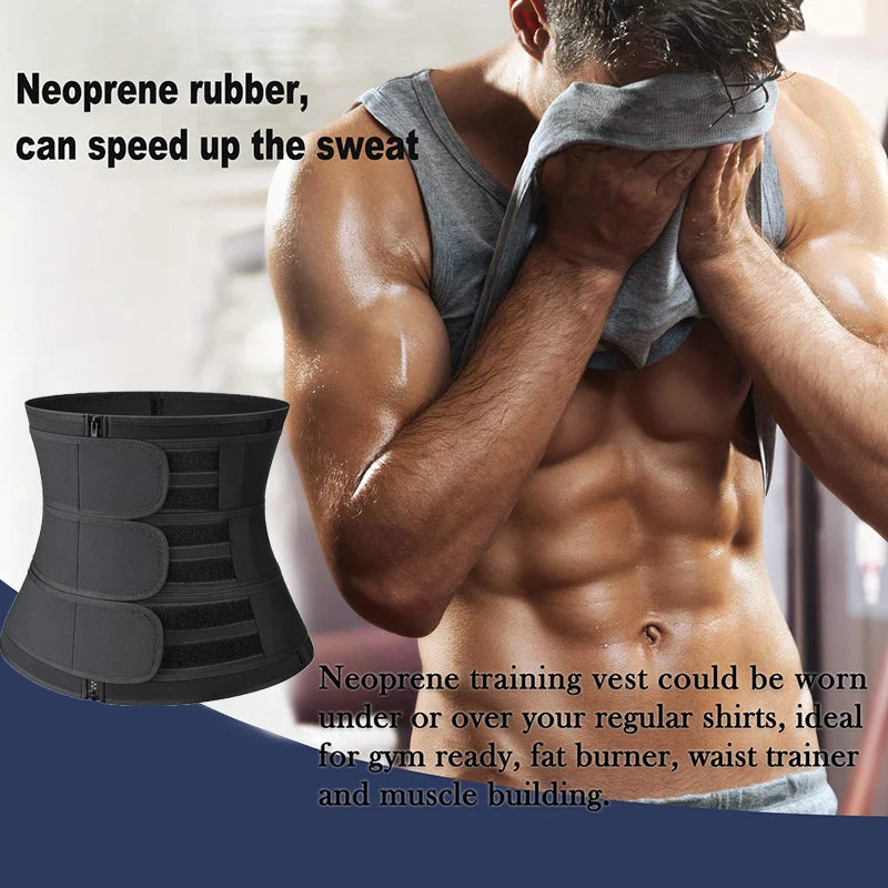Men Waist Trainer Trimmer Belt for Weight Loss Neoprene Body Shaper Sauna Workout Sweat Belly Belt with Double Straps Shapewear