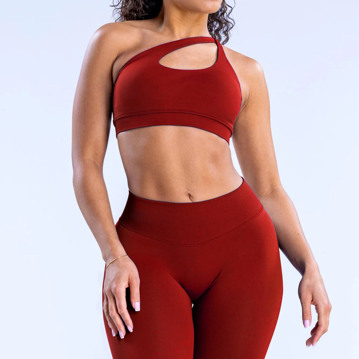 Wholesale Single Shoulder Seamless Yoga Bra Shockproof Yoga Set Sports Scrunch Butt Legging High Elastic Workout Running Wear