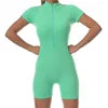 2024 High Quality New Summer Zipper Short Sleeve Yoga Jumpsuit Female Dance Fitness Bodyfitting Exercise Jumpsuit