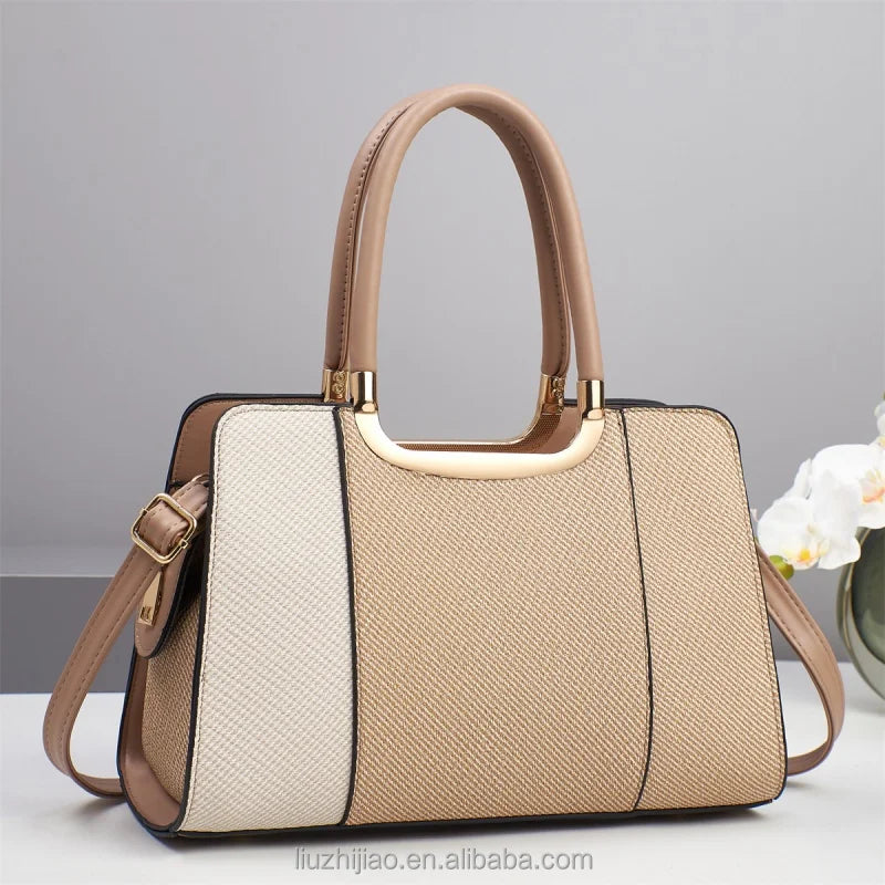 New Spliced Contrasting Colors Women's Casual Shoulder Crossbody Handbags Large Capacity Fashionable Zipper