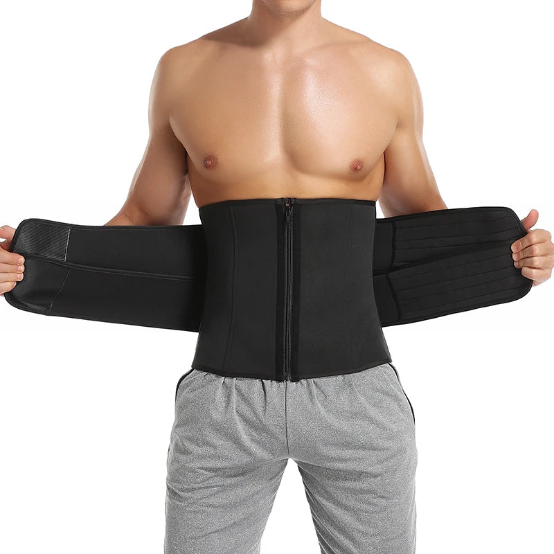 Men Waist Trainer Corsets Fitness Trimmer Belt Slimming Body Shaper for Weight Loss Sauna Sweat Girdle Workout Fat Burner Fajas