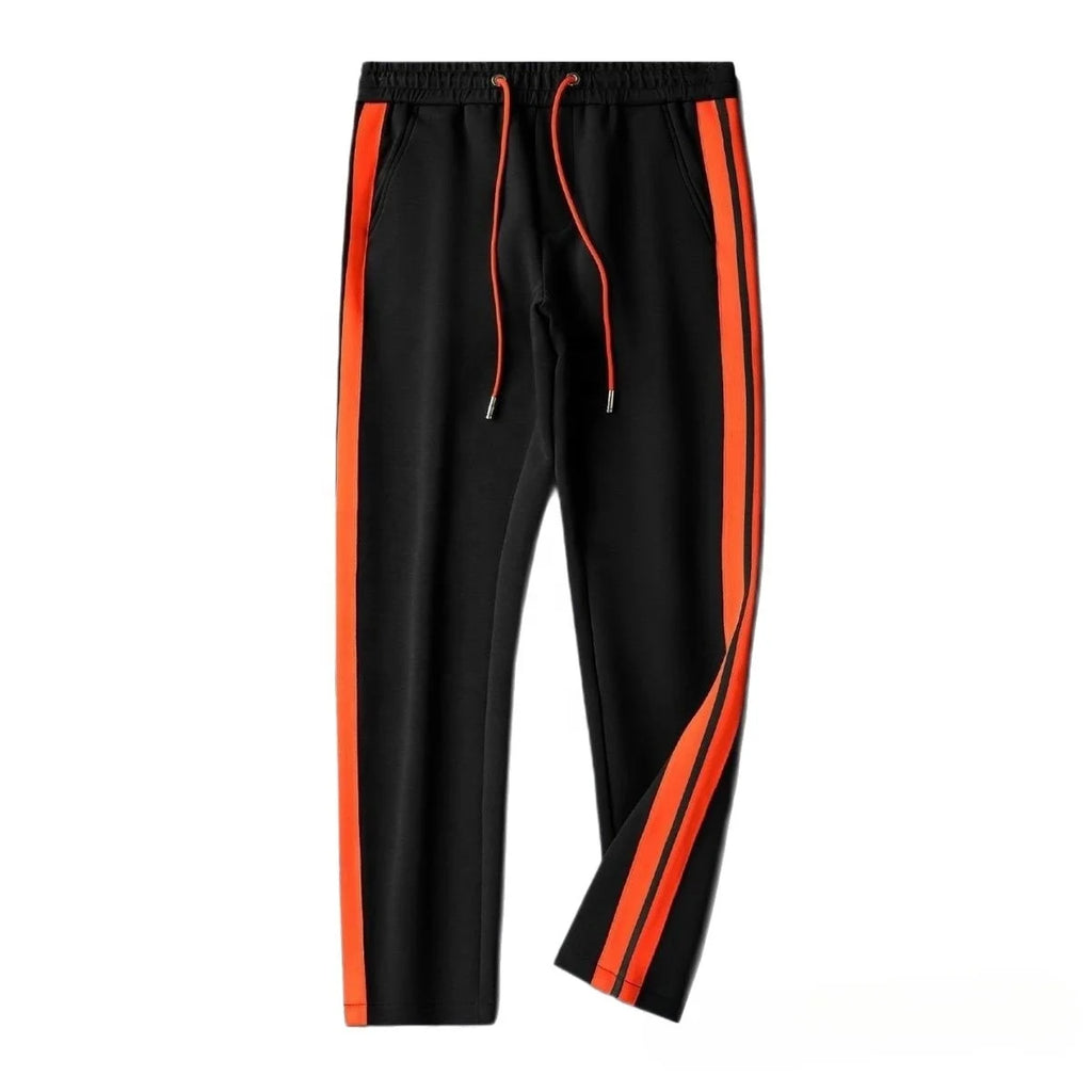 Casual Sports Suit Couples New Autumn Winter Style Color-blocking Striped Breathable Patchwork Trendy Slim-fit Two-piece Set