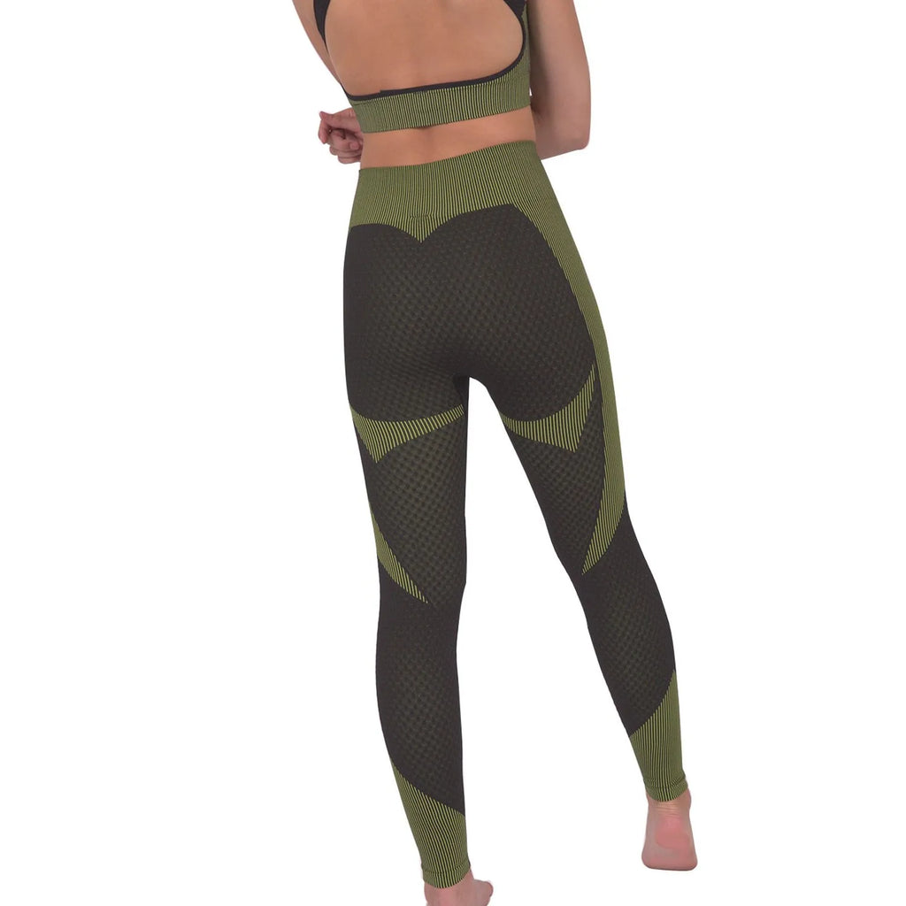 Trois Seamless Legging - Black With Green