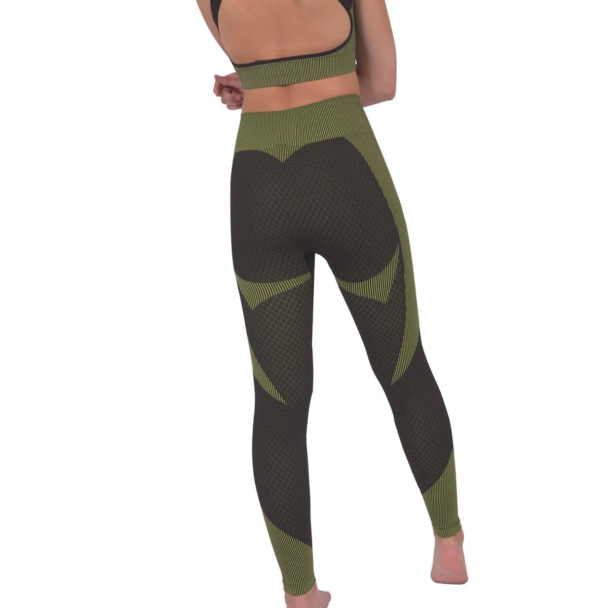 Trois Seamless Legging - Black With Green
