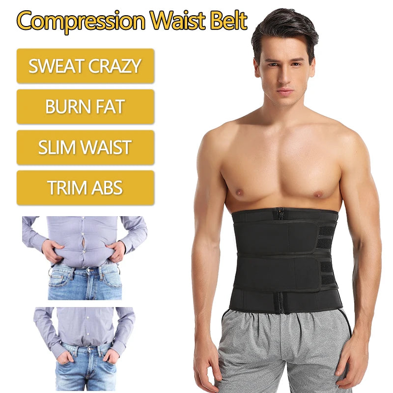 Men Waist Trainer Corsets Fitness Trimmer Belt Slimming Body Shaper for Weight Loss Sauna Sweat Girdle Workout Fat Burner Fajas