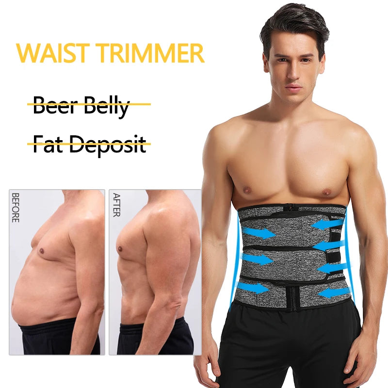 Men Waist Trainer Corsets Fitness Trimmer Belt Slimming Body Shaper for Weight Loss Sauna Sweat Girdle Workout Fat Burner Fajas