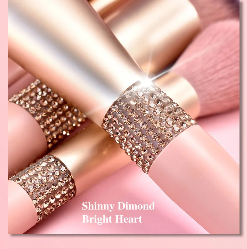 LOYBJ 10pcs Diamond Makeup Brushes Set Cosmetics Blending Tool Powder Foundation Blush Highlight Eyeshadow Eyebrow Eyelash Brush