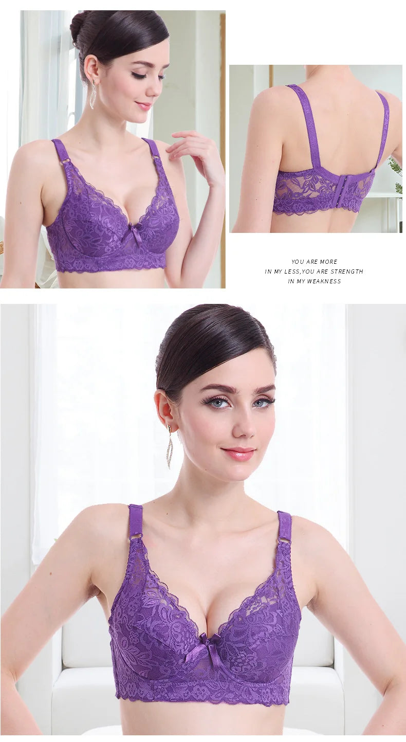 Women's Sexy Lace Wireless Push Up Bra Sexy Wire Free Bras For Women Plus Size 75-105 B C D Thin Cup Bralette Lingerie Intimates