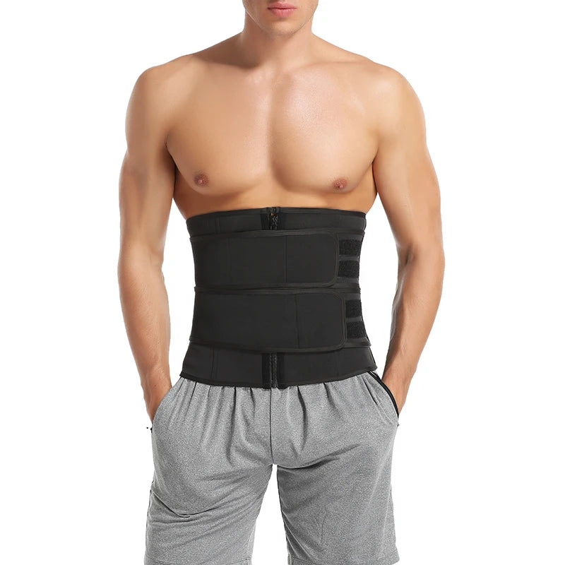 Men Waist Trainer Trimmer Belt for Weight Loss Neoprene Body Shaper Sauna Workout Sweat Belly Belt with Double Straps Shapewear
