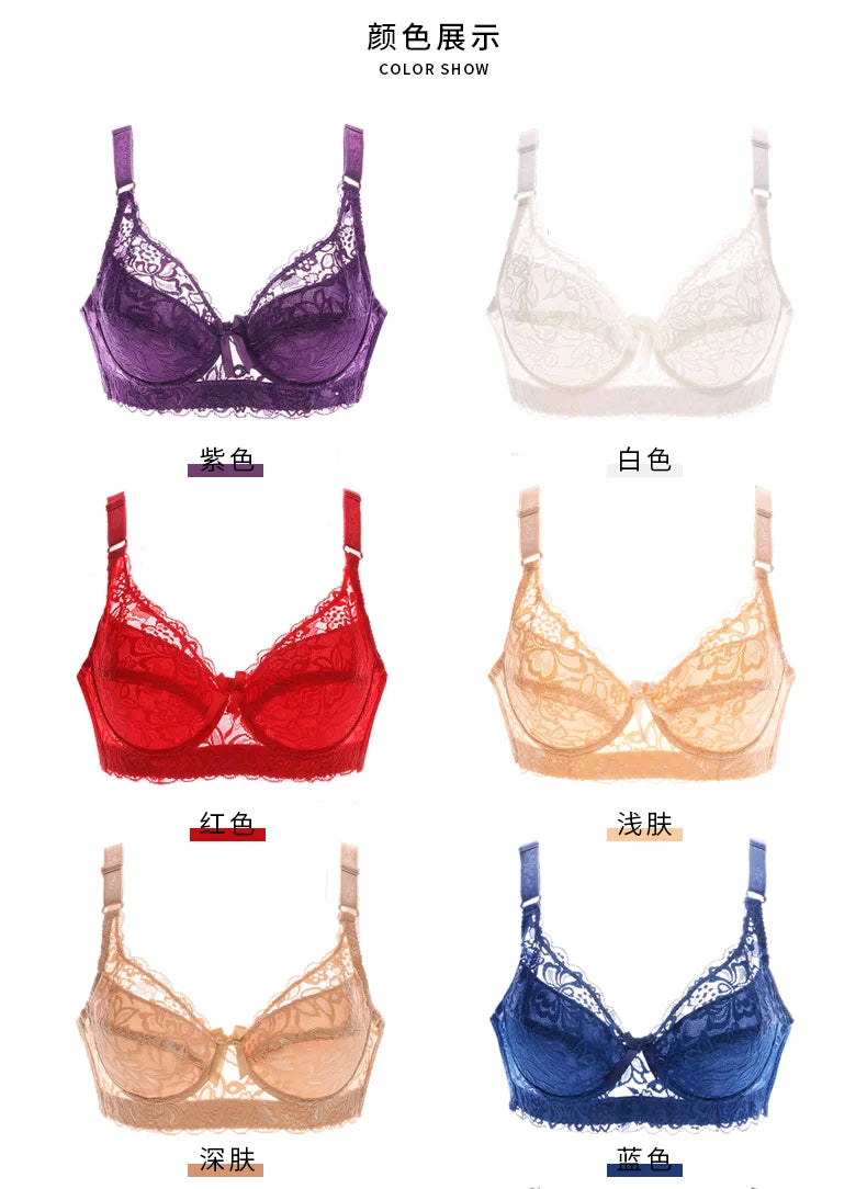 Women's Sexy Lace Wireless Push Up Bra Sexy Wire Free Bras For Women Plus Size 75-105 B C D Thin Cup Bralette Lingerie Intimates