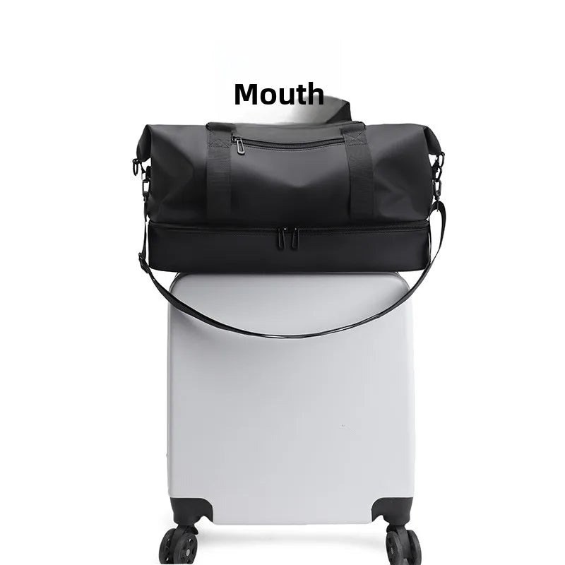 Tomic New PU Sports Fitness Bag Men Separate Compartments Wet Dry Items 30-40L Backpack Hand-held Short-trip Travel Bag